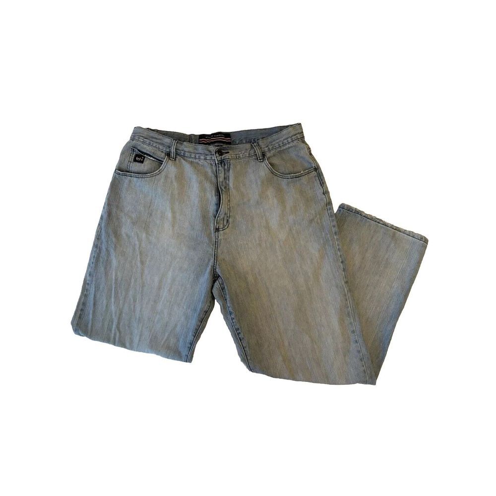 Phat Farm Jeans Mens 38x33 Vintage Baggy Y2K Jnco Style Wide Embroidered Patch